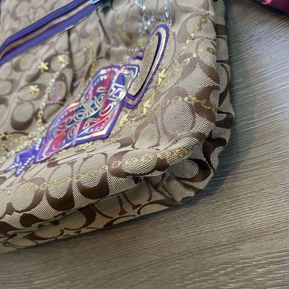 Coach Tan and Gold Signature Shoulder Bag - Picture 6 of 12